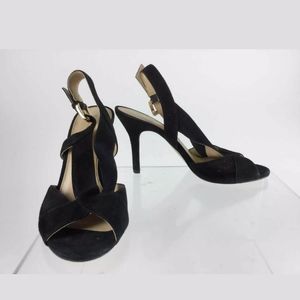 Michael Kors Black Suede Back Strap Heels SZ 8
